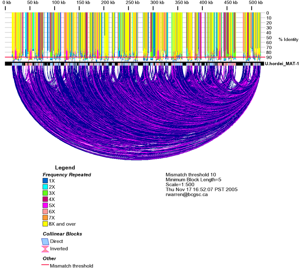 Repeats within U. hordei mating locus